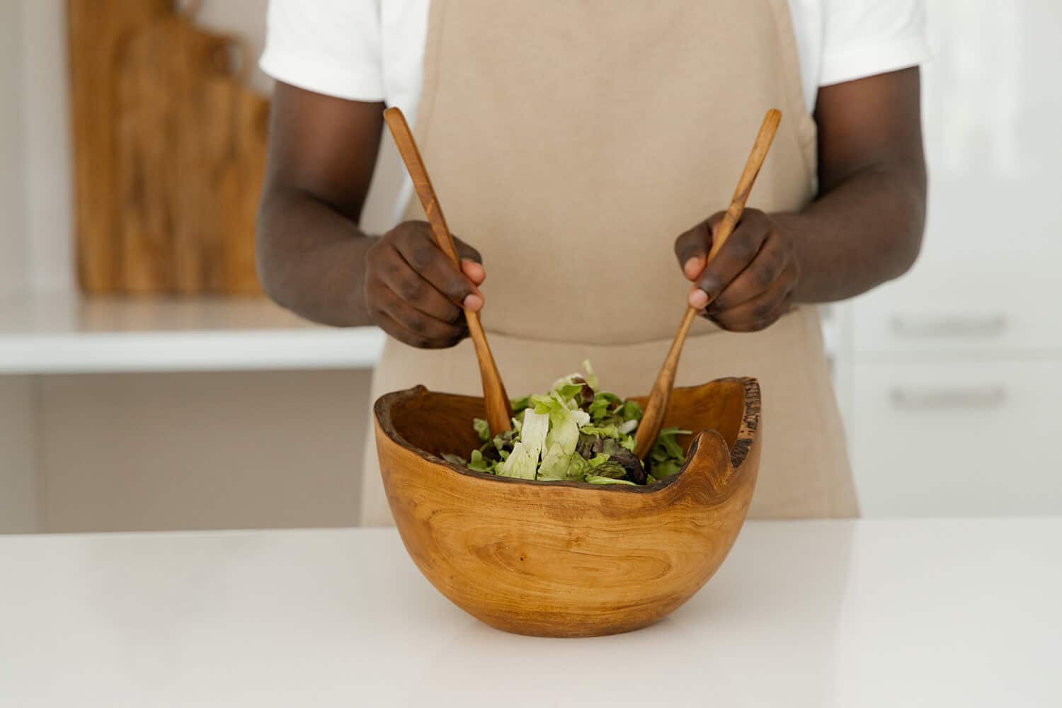 Organic bowl L of reclaimed teak wood