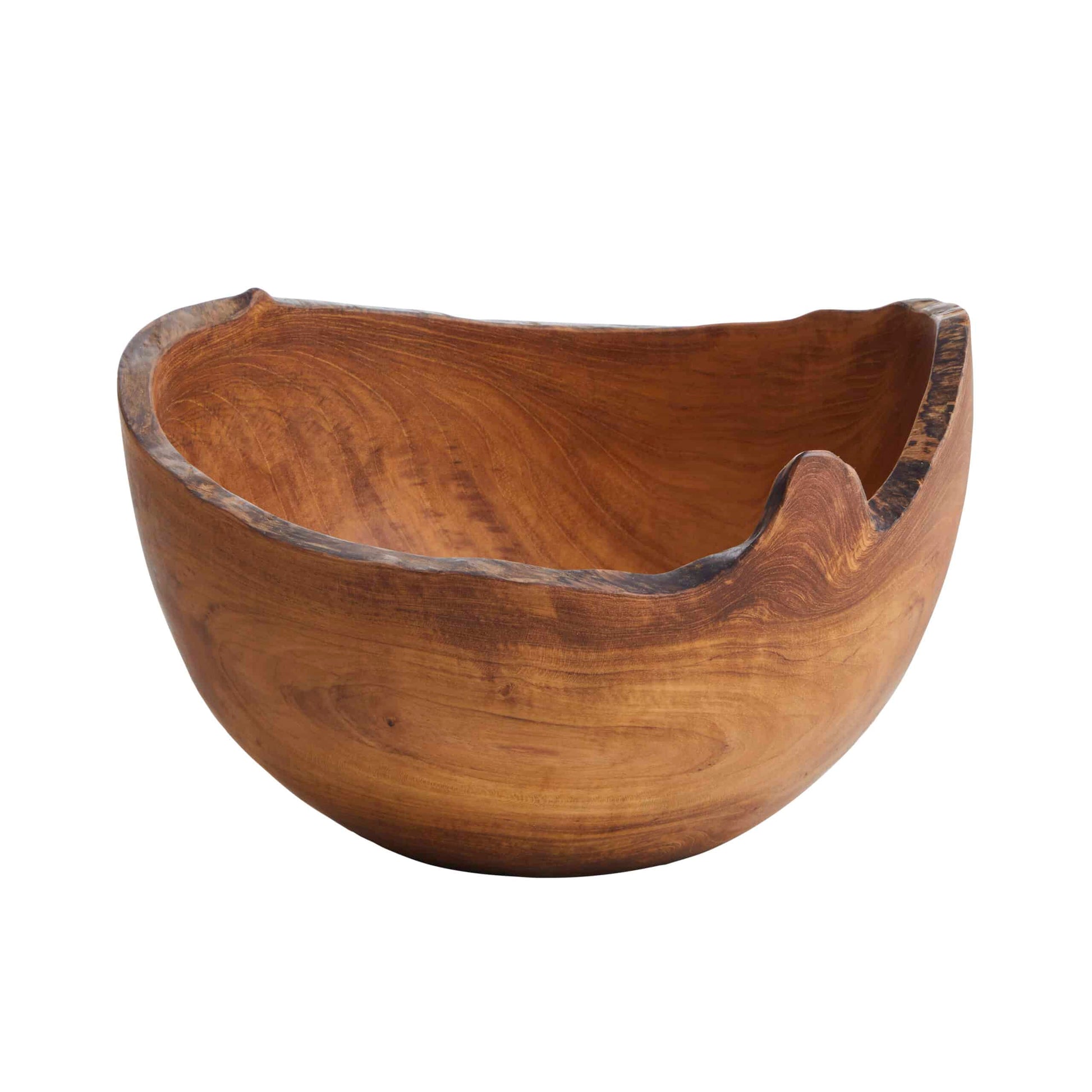 Organic bowl L of reclaimed teak wood