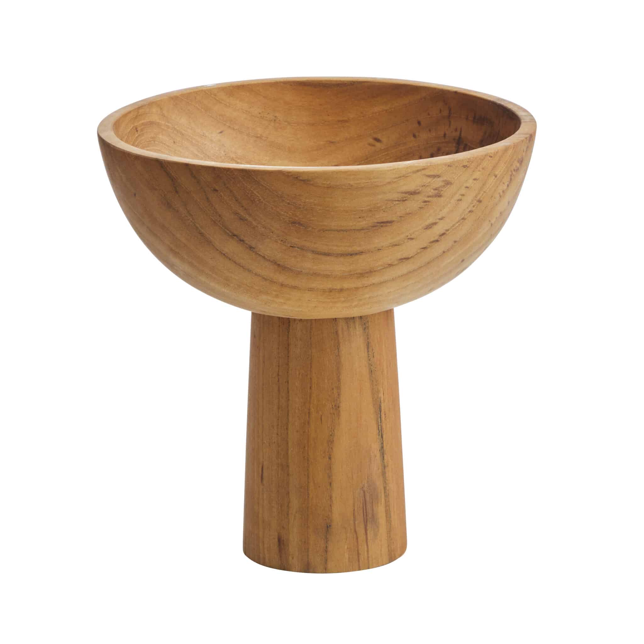 Bowl con pie L de madera de teca recuperada