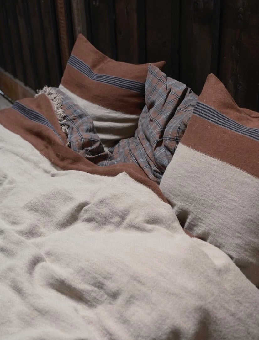 Manta Sienna de lana y lino belga 140 x 220 cm