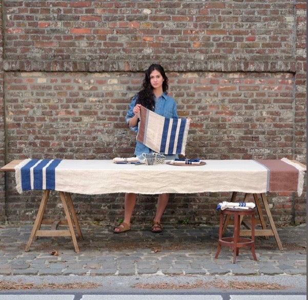 Manta o Mantel Marina de lino belga 120 x 180 cm