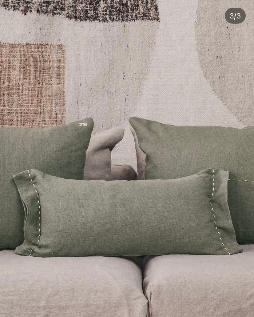 Cojín lumbar Vetiver 100% lino 30 x 60 cm (con relleno)