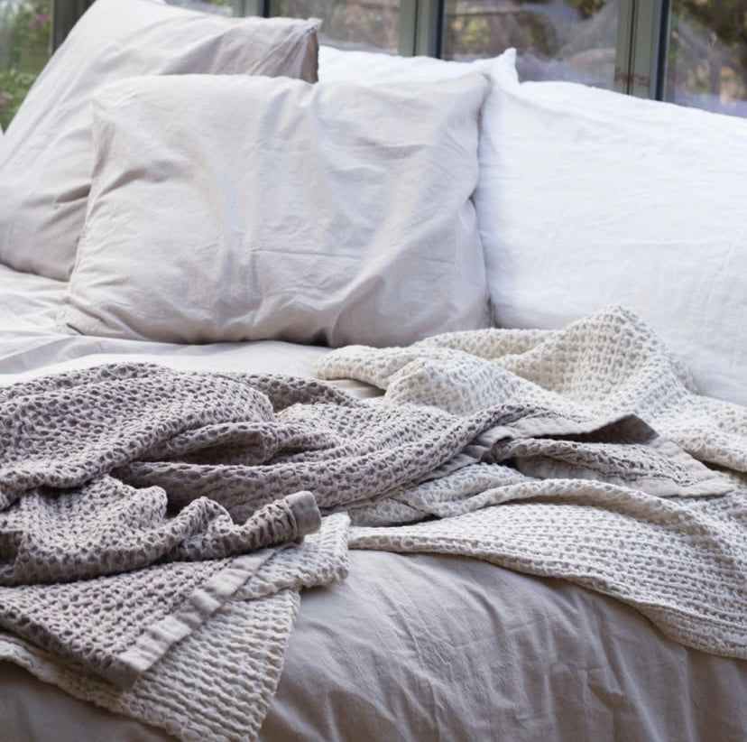 Plaid Crema algodón waffle 125 x 170 cm