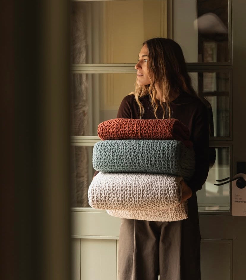 Plaid Crema algodón waffle 125 x 170 cm