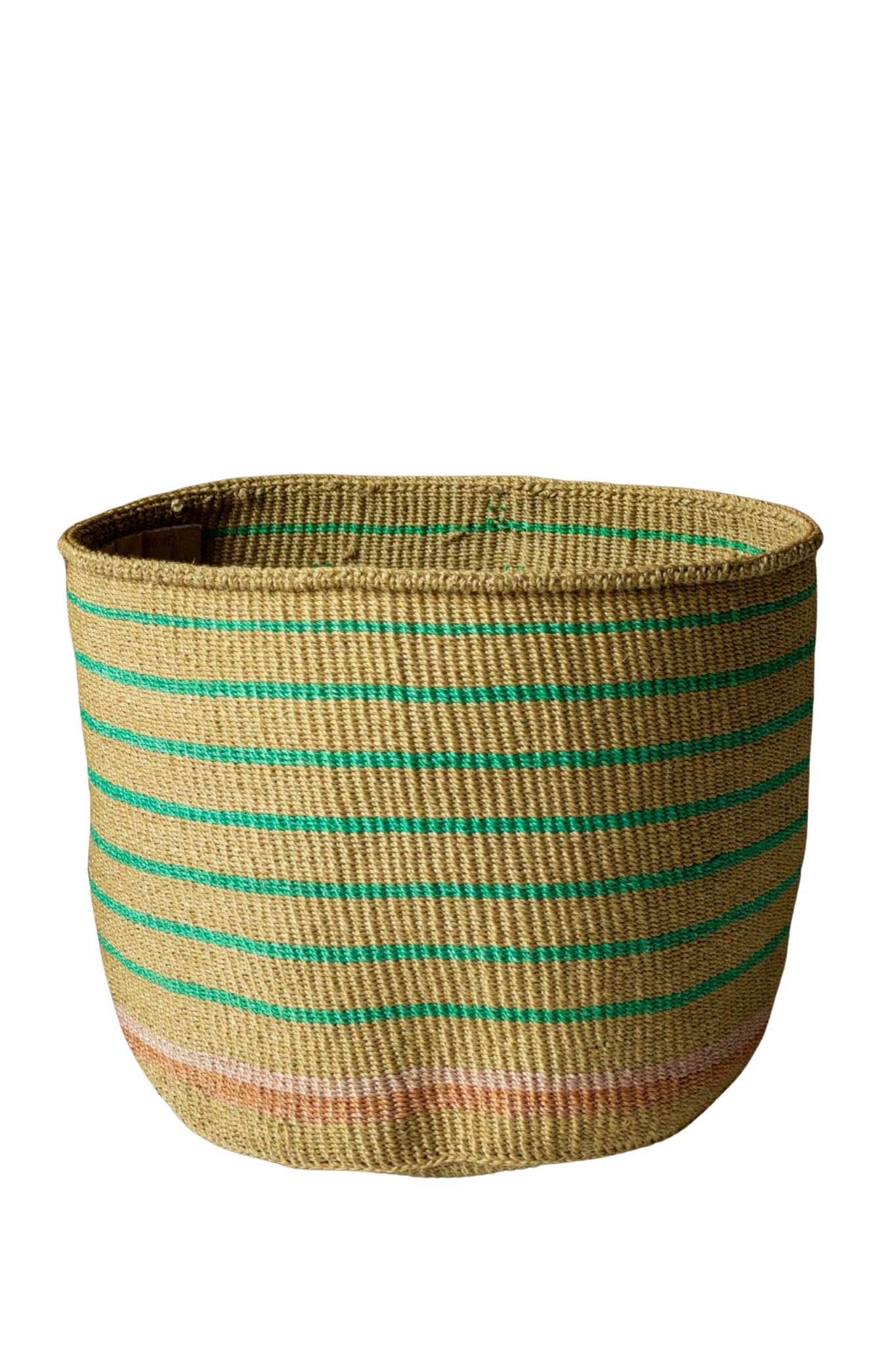 Green Stripes african sisal basket 