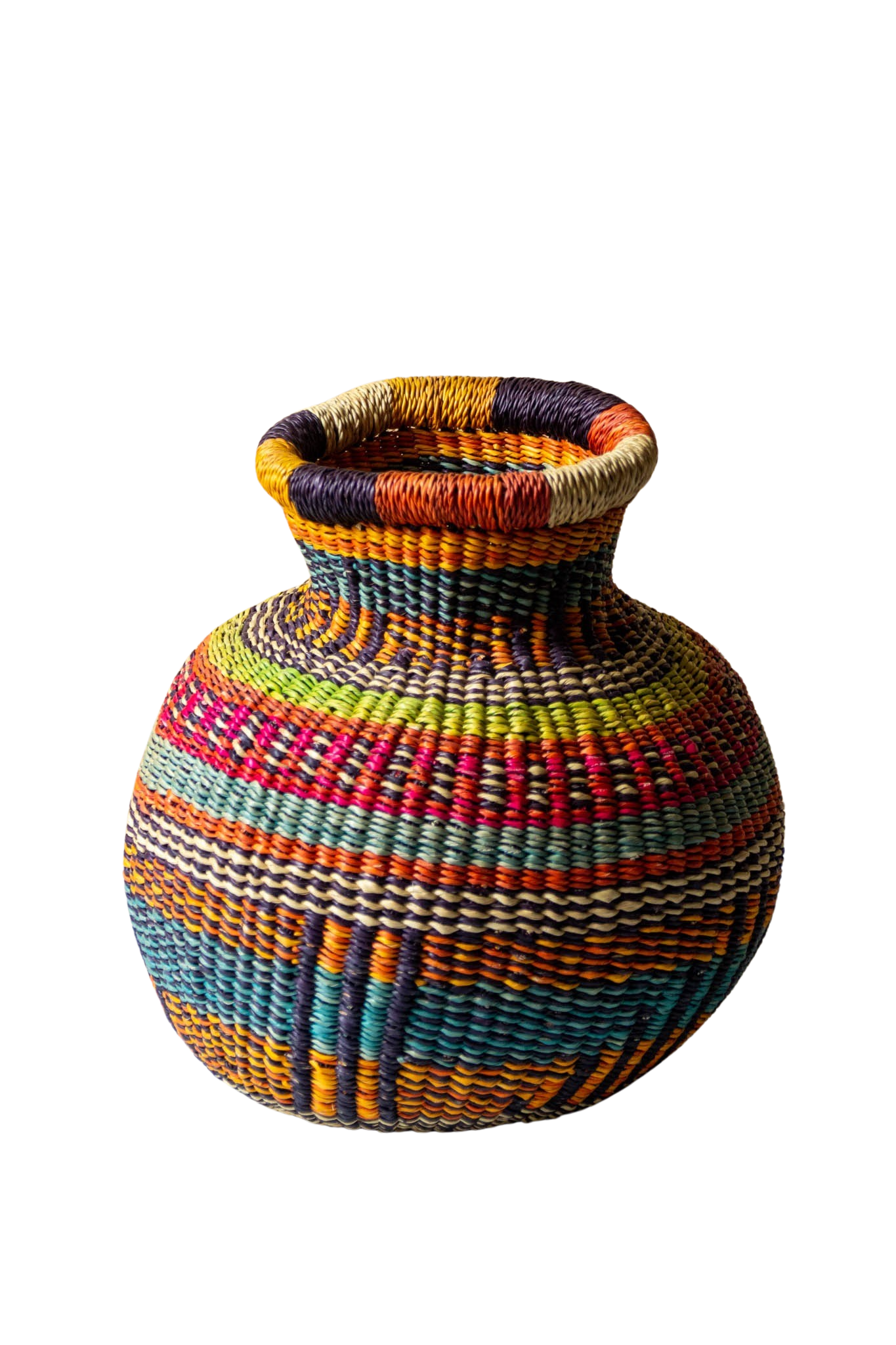 Tiny Jemima Multicolor Natural Fiber African Basket 
