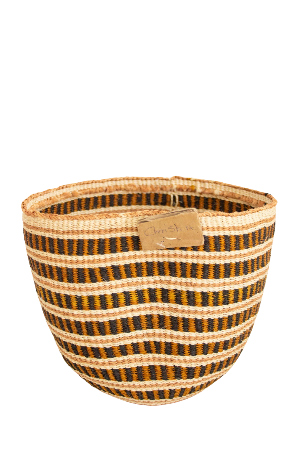 Orange Stripes African sisal basket 