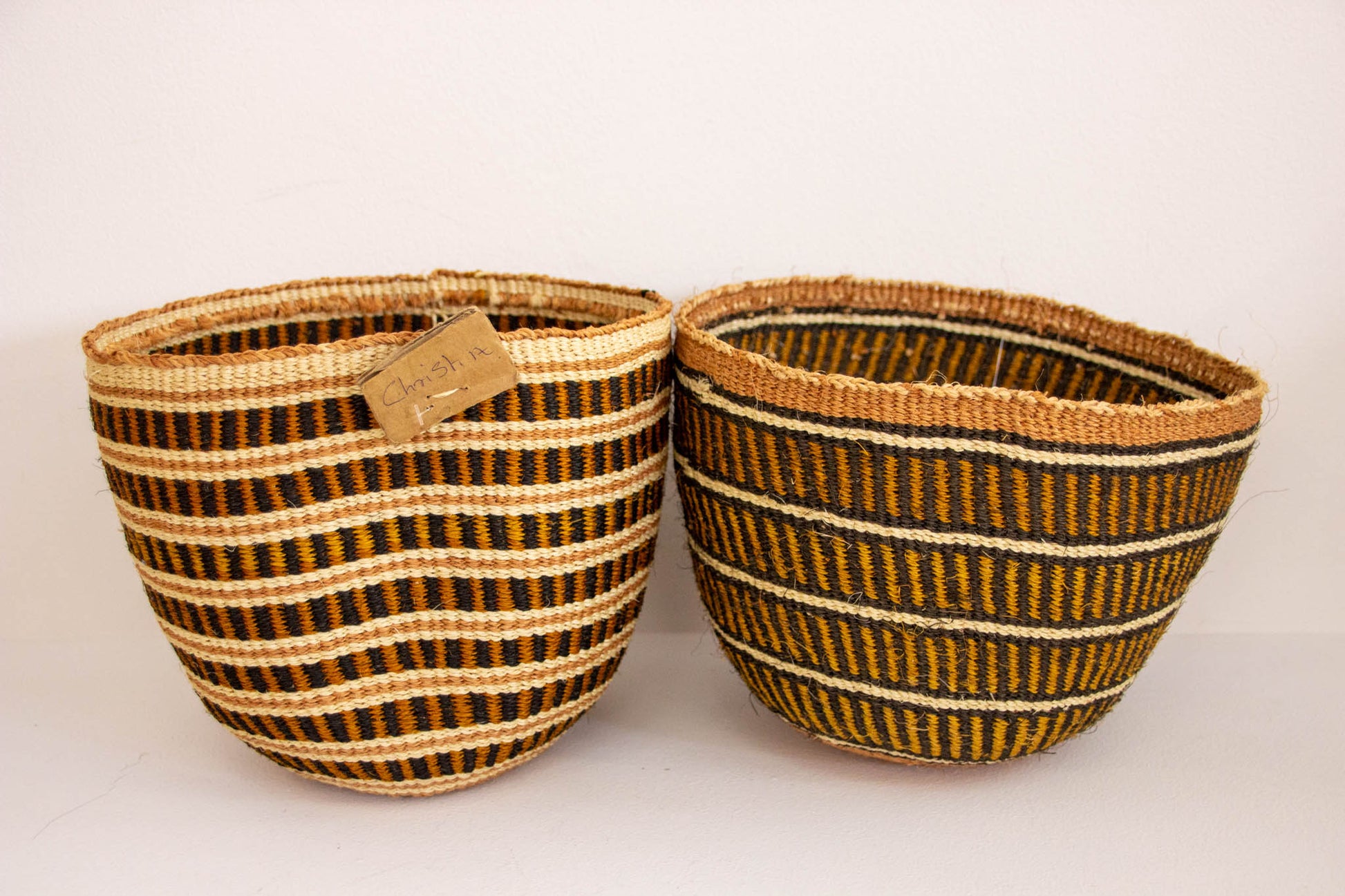 Orange Stripes African sisal basket 