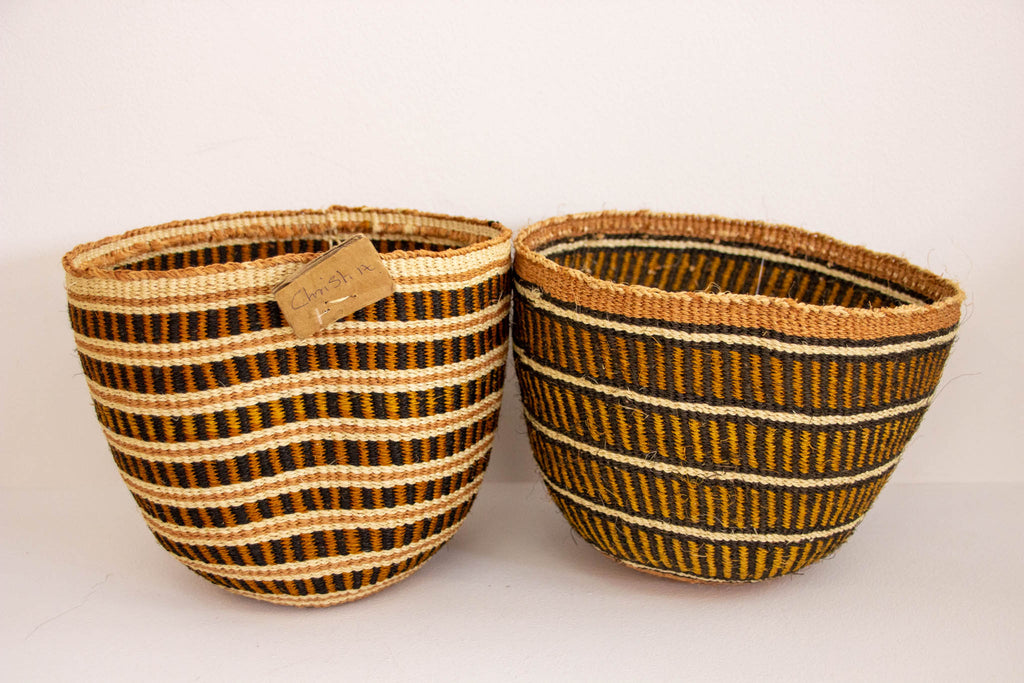 Orange Stripes African sisal basket 