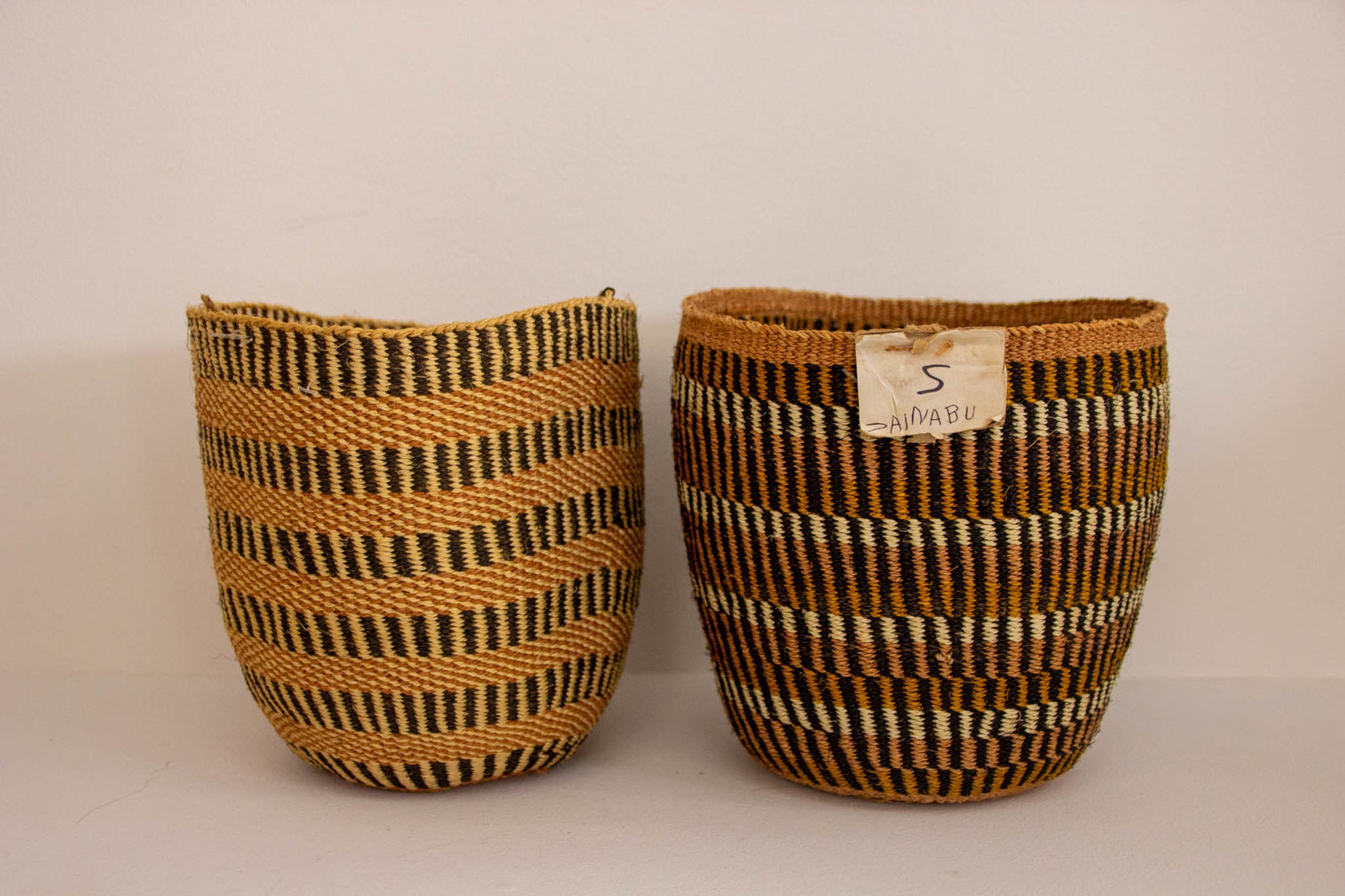 Orange Stripes African sisal basket 