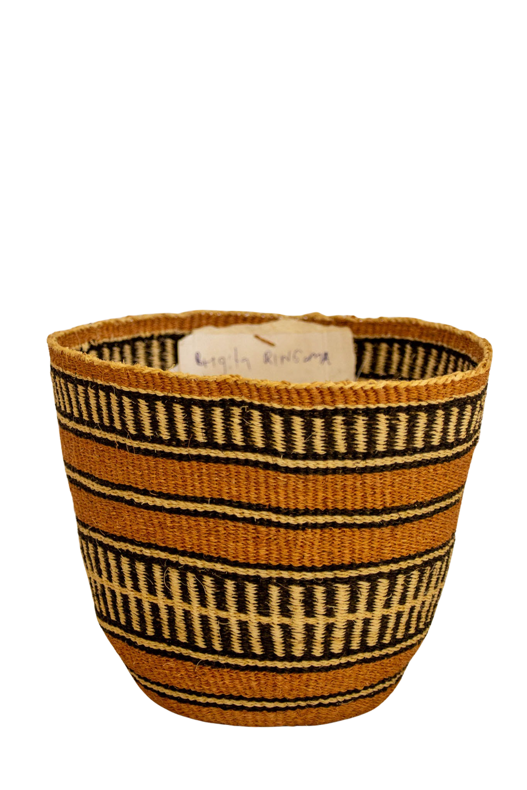 Orange Stripes African sisal basket 