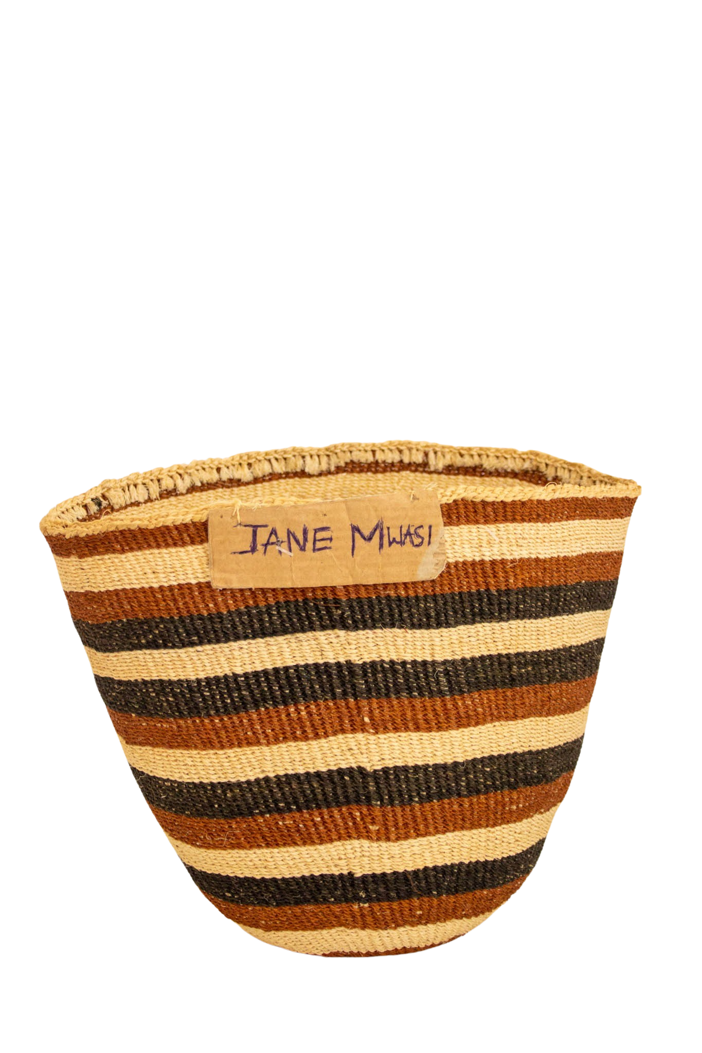 Orange Stripes African sisal basket 