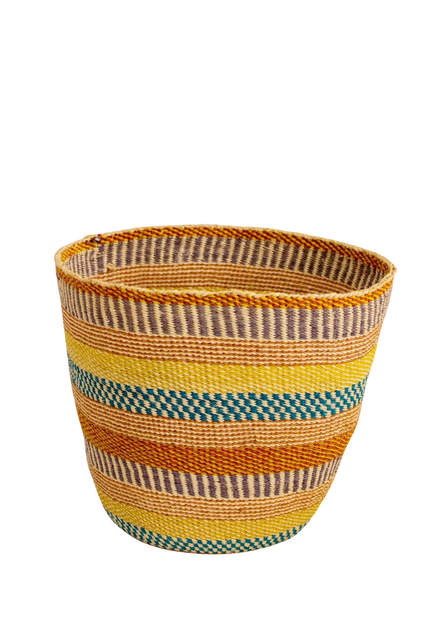 Orange Stripes African sisal basket 