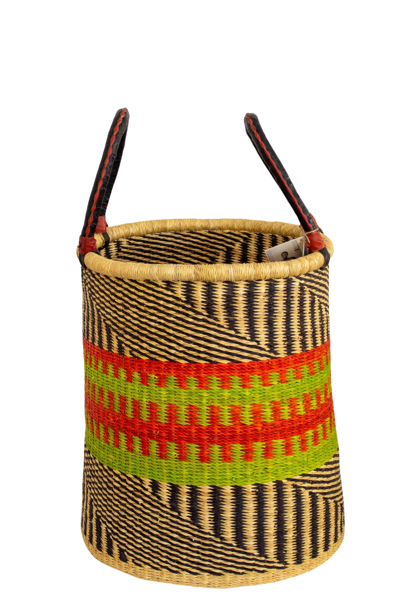 Pink Laundry basket with handles of natural fibre