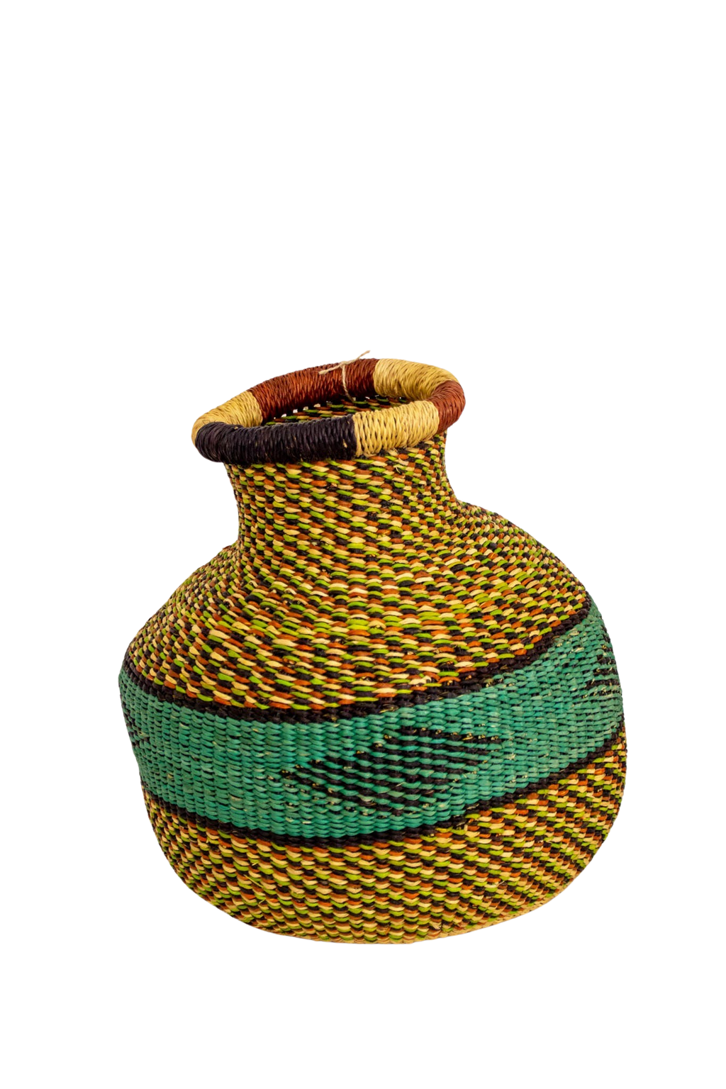 Pistachio and Turquoise Tiny Jemima of Natural Fiber 