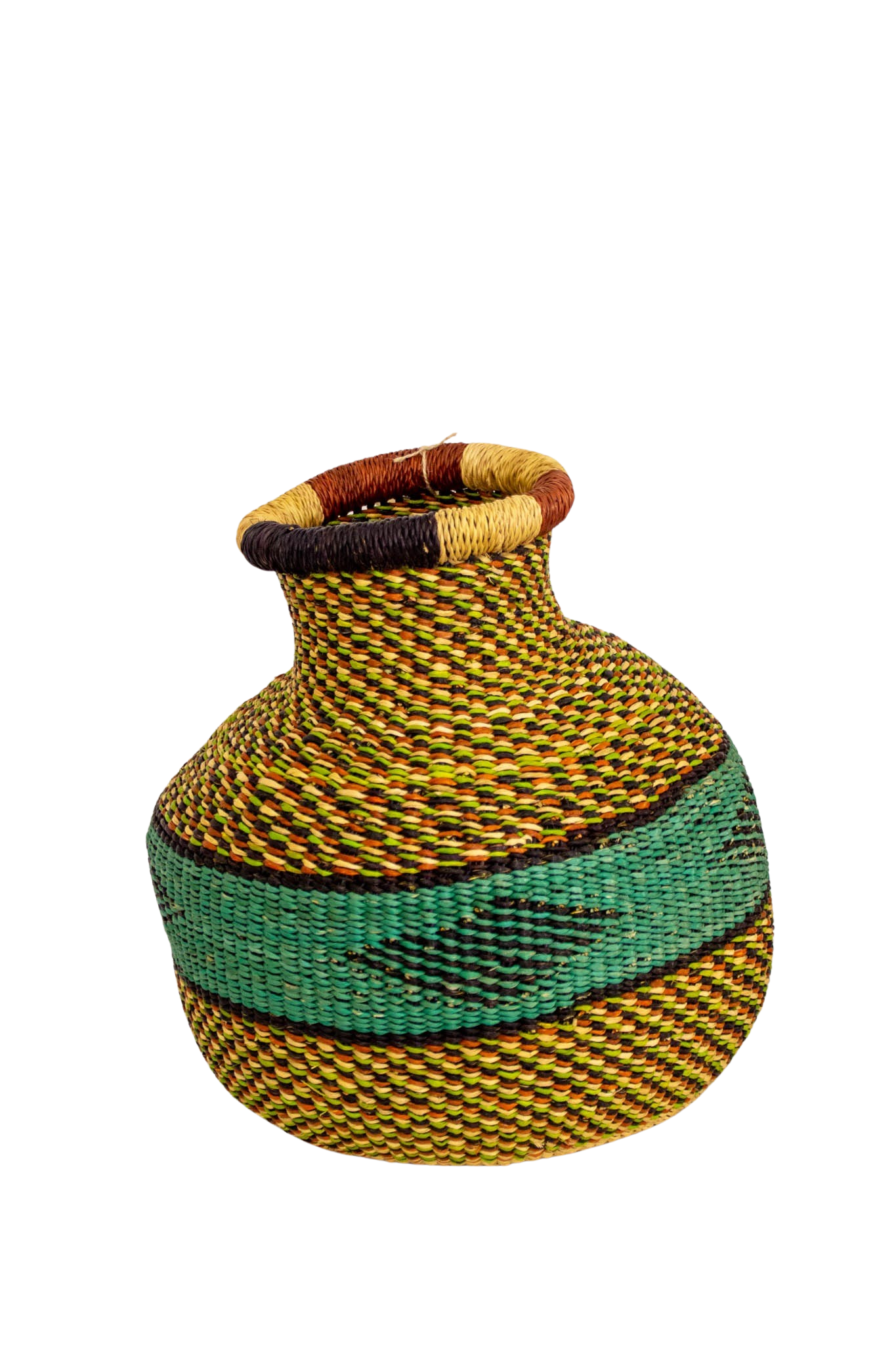 Pistachio and Turquoise Tiny Jemima of Natural Fiber 