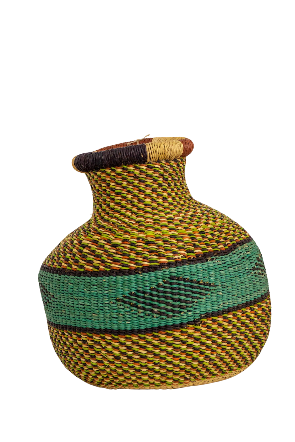 Pistachio and Turquoise Tiny Jemima of Natural Fiber 