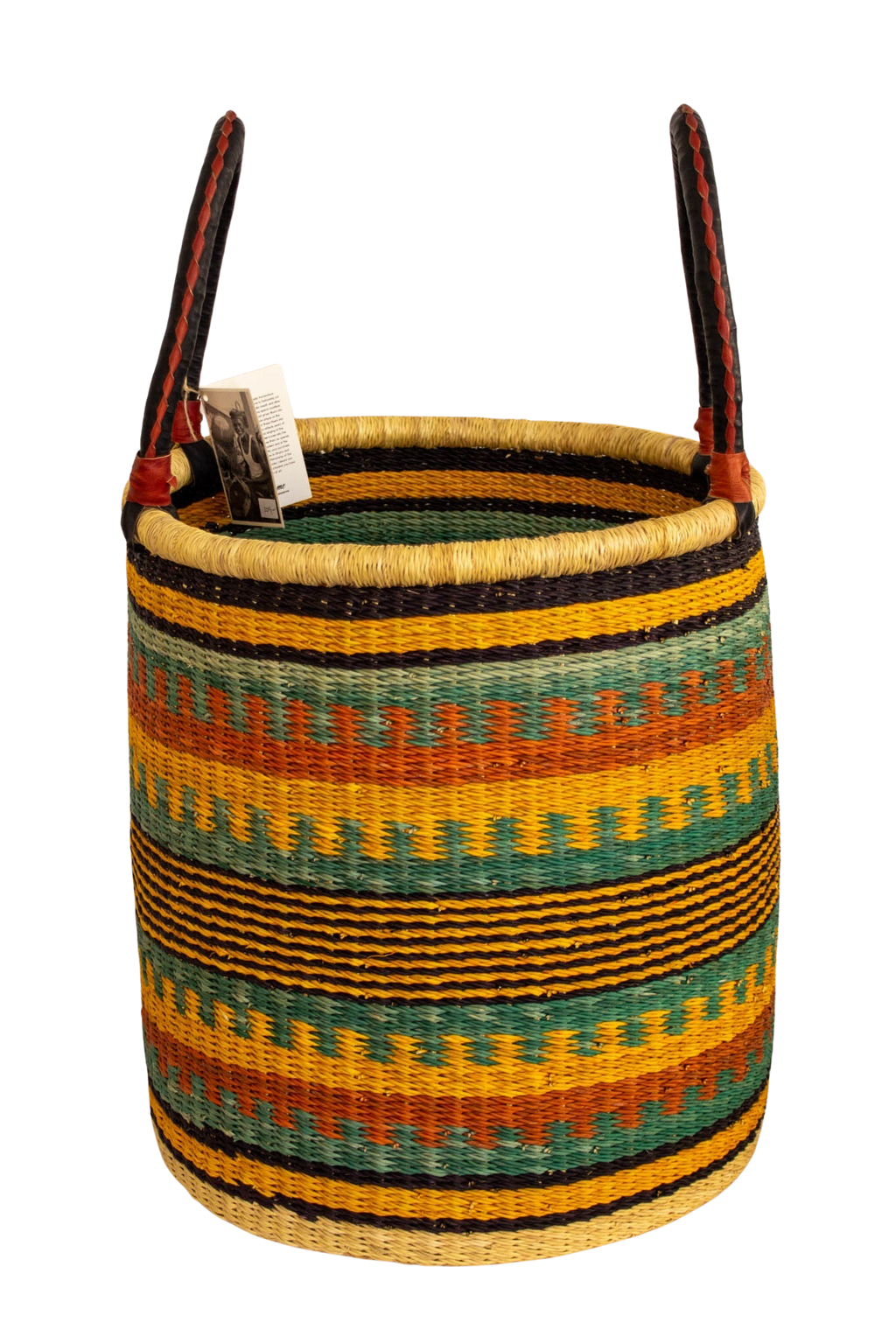 Pink Laundry basket with handles of natural fibre