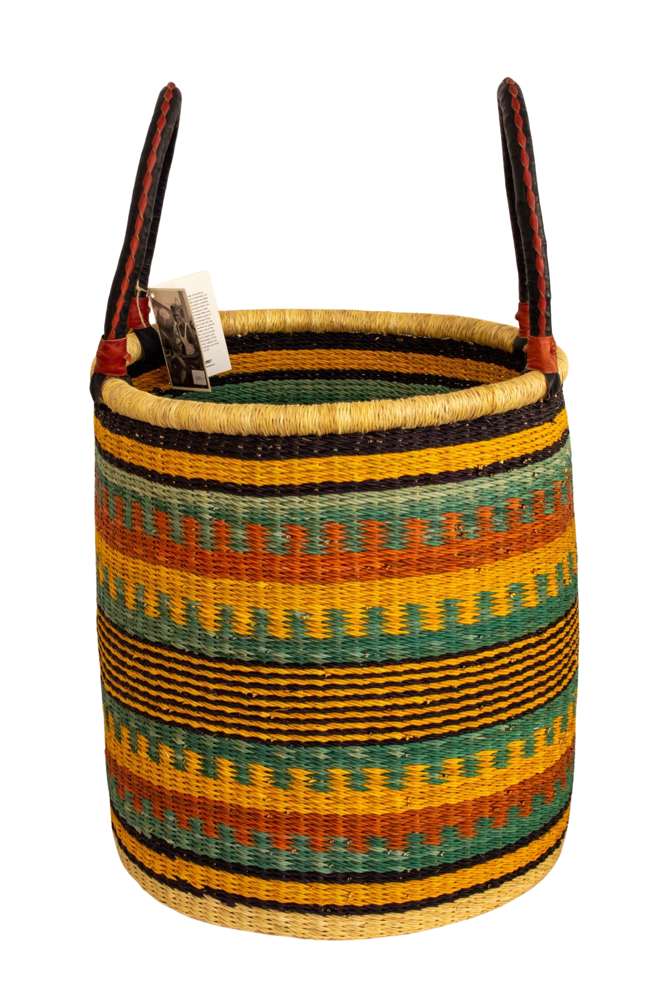 Pink Laundry basket with handles of natural fibre