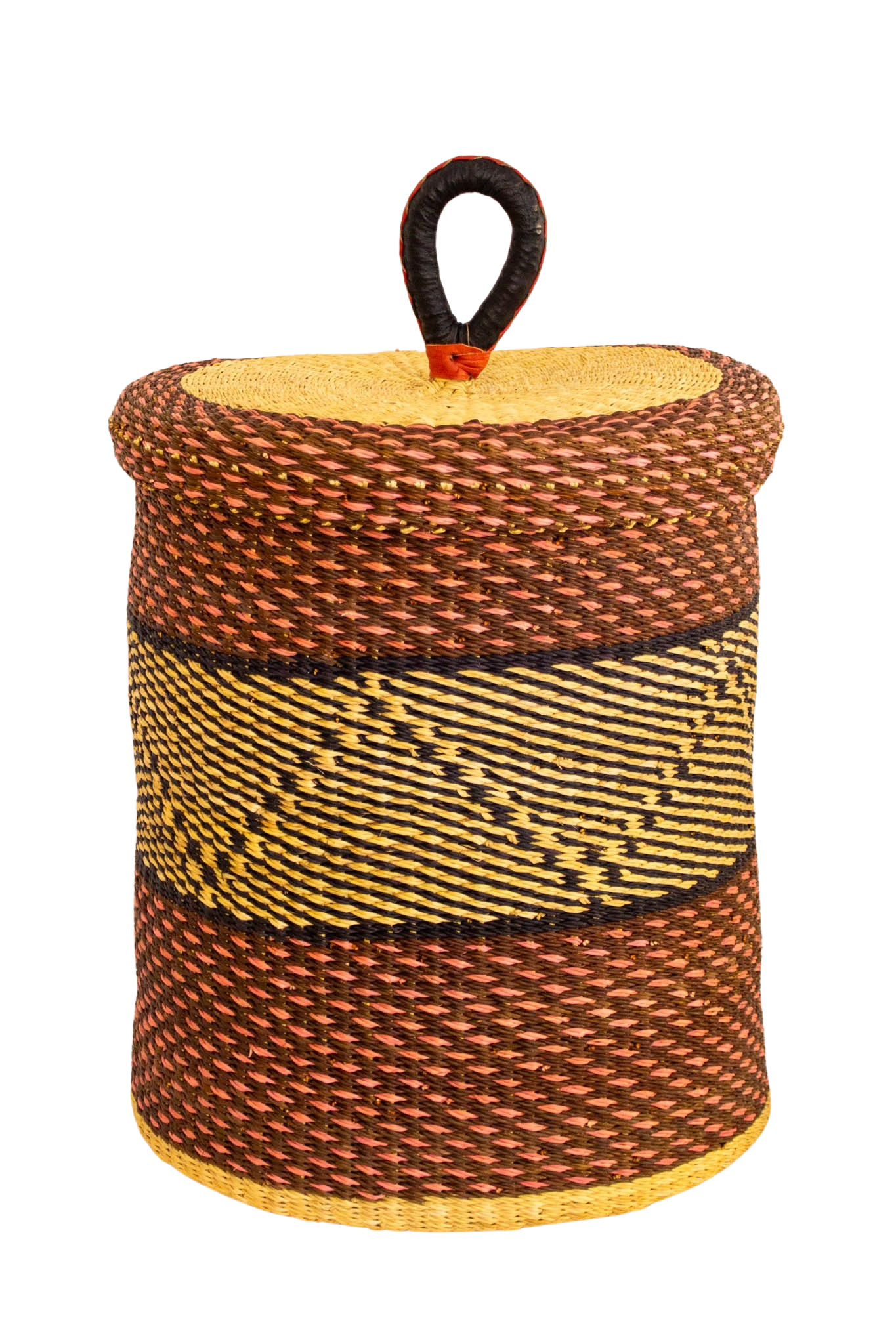 Cesta africana Laundry con tapa Bolga de fibra natural