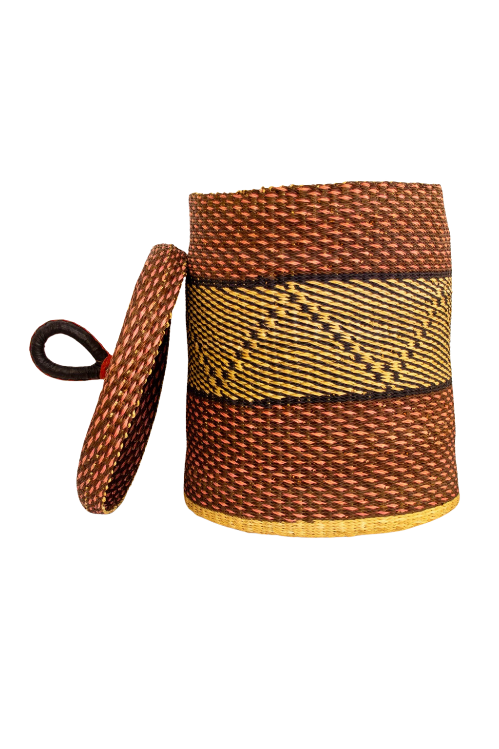 Pink Laundry basket with handles of natural fibre