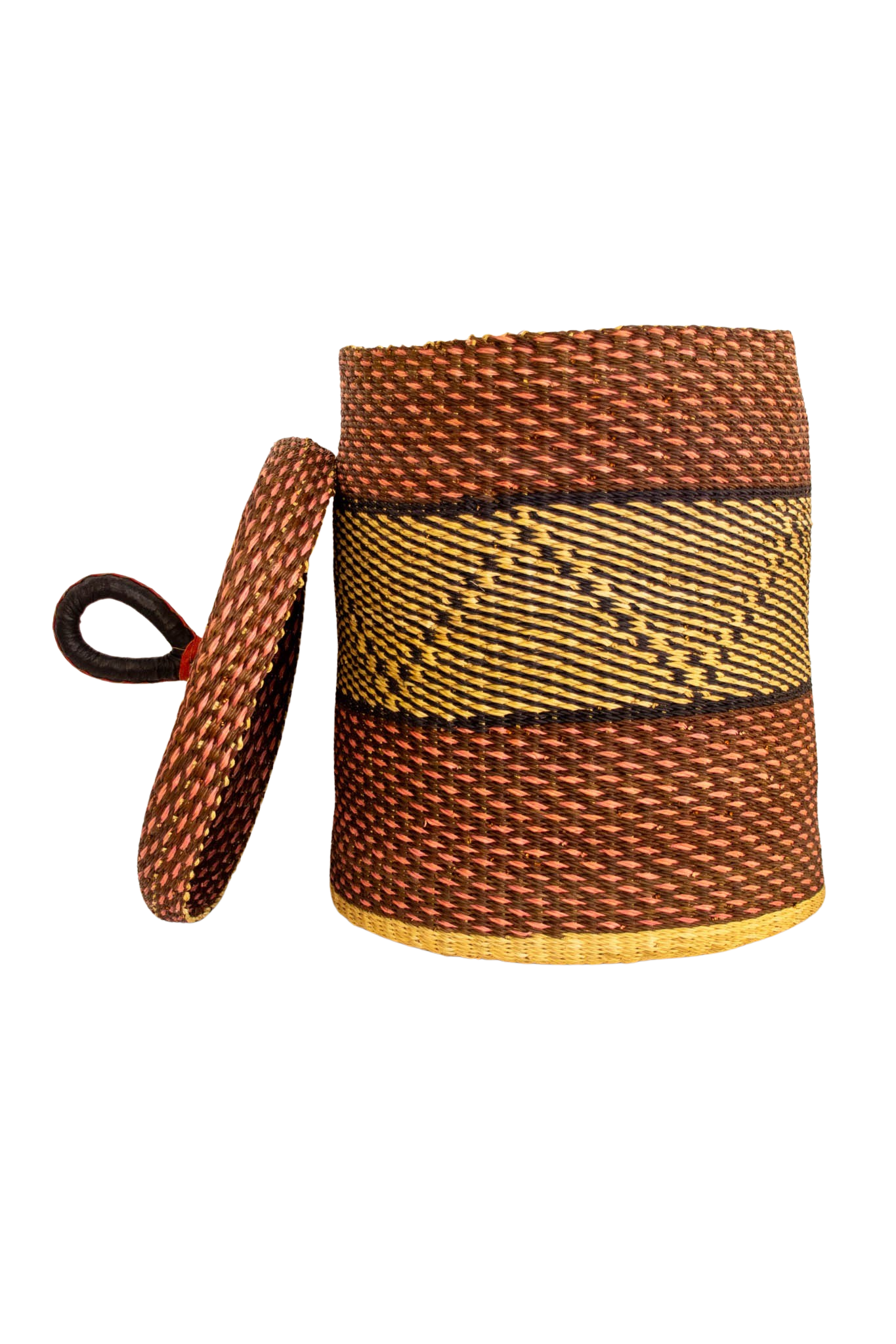 Cesta africana Laundry con tapa Bolga de fibra natural