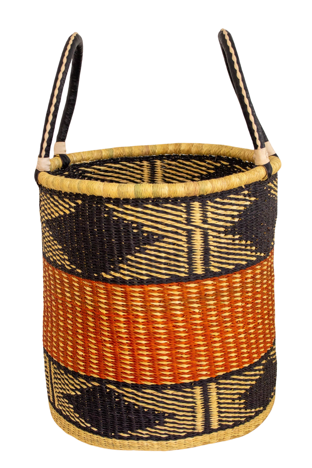 Pink Laundry basket with handles of natural fibre