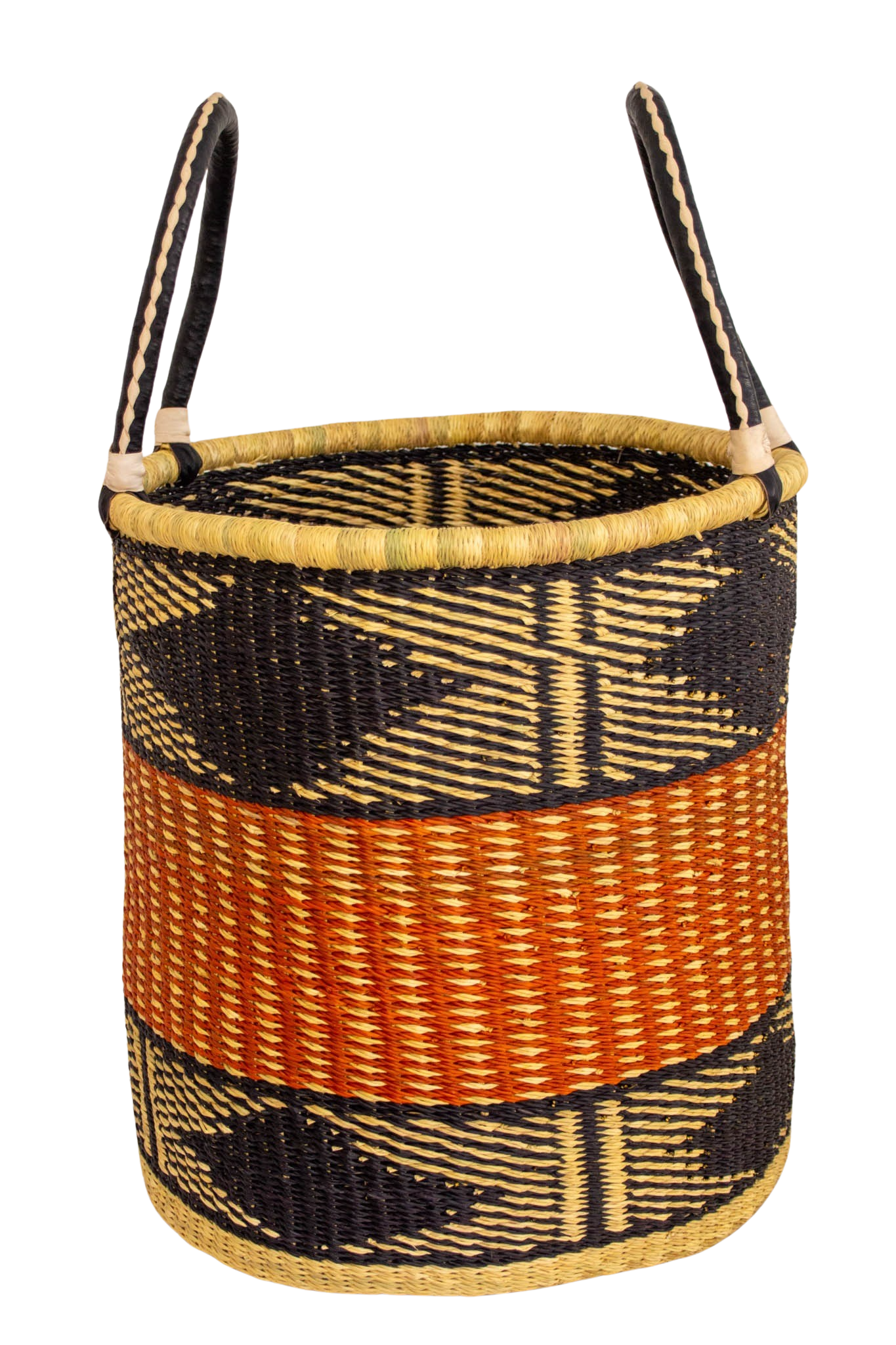 Cesta africana Laundry con asas Navy de fibra natural