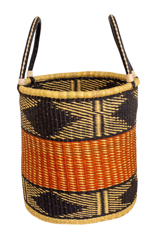 Cesta africana Laundry con asas Navy de fibra natural