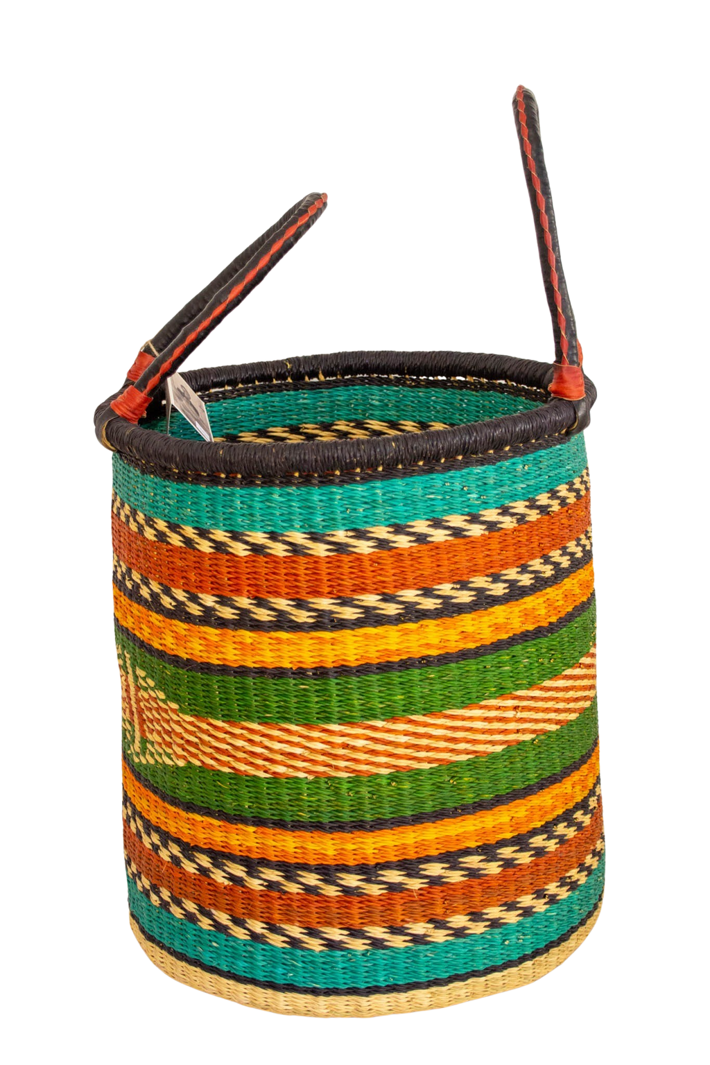 Pink Laundry basket with handles of natural fibre