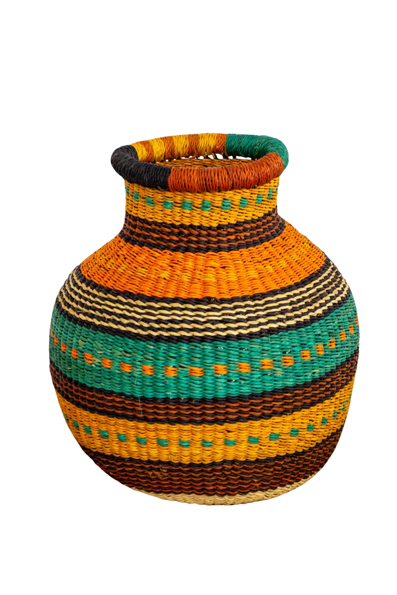 Pistachio and Turquoise Tiny Jemima of Natural Fiber 