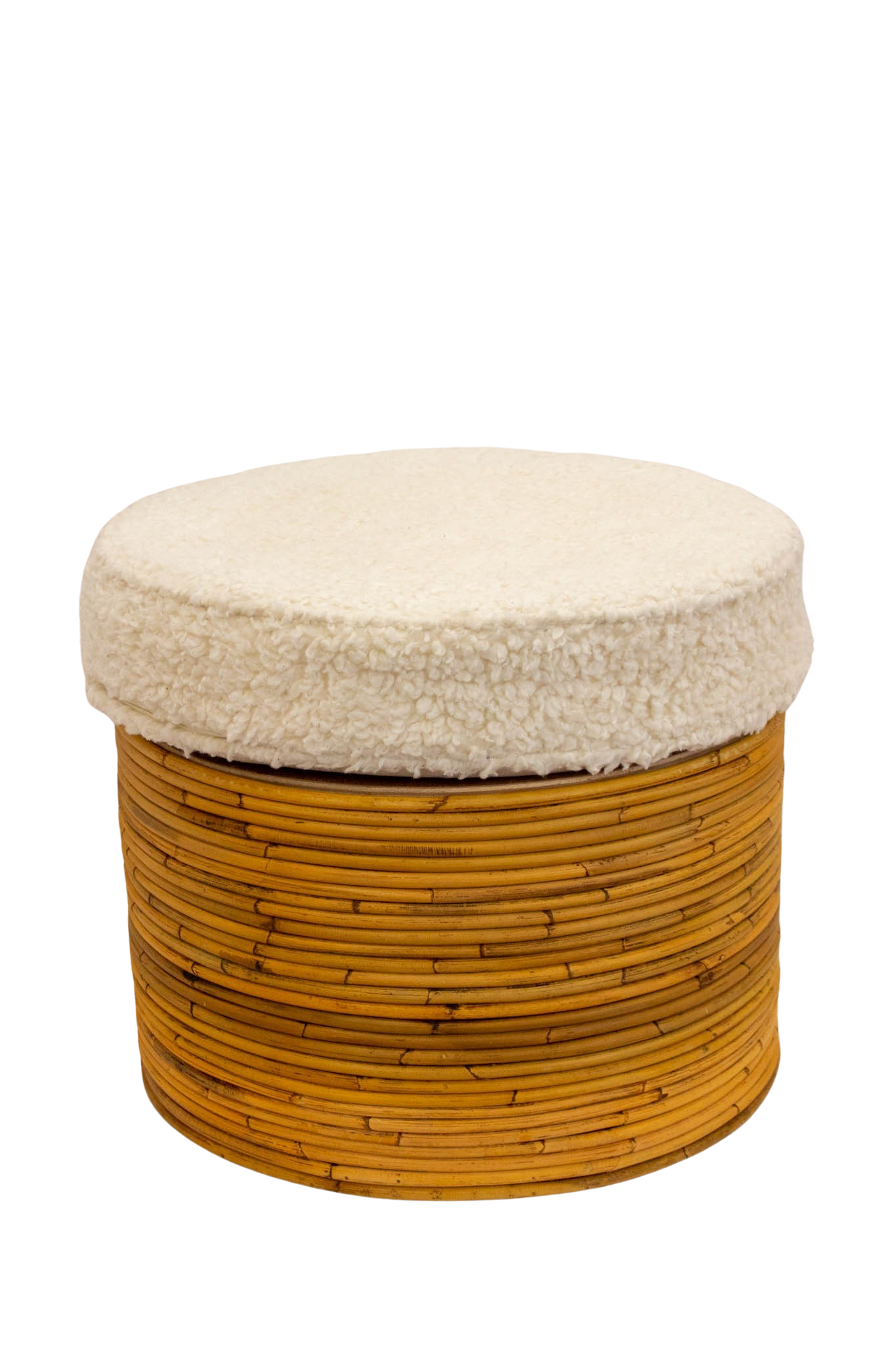 Puff de ratán y algodón Sherpa