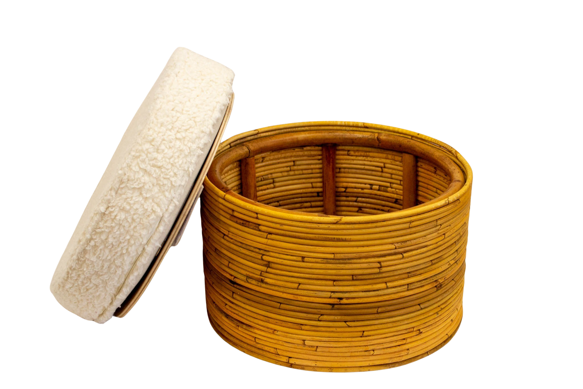 Puff de ratán y algodón Sherpa