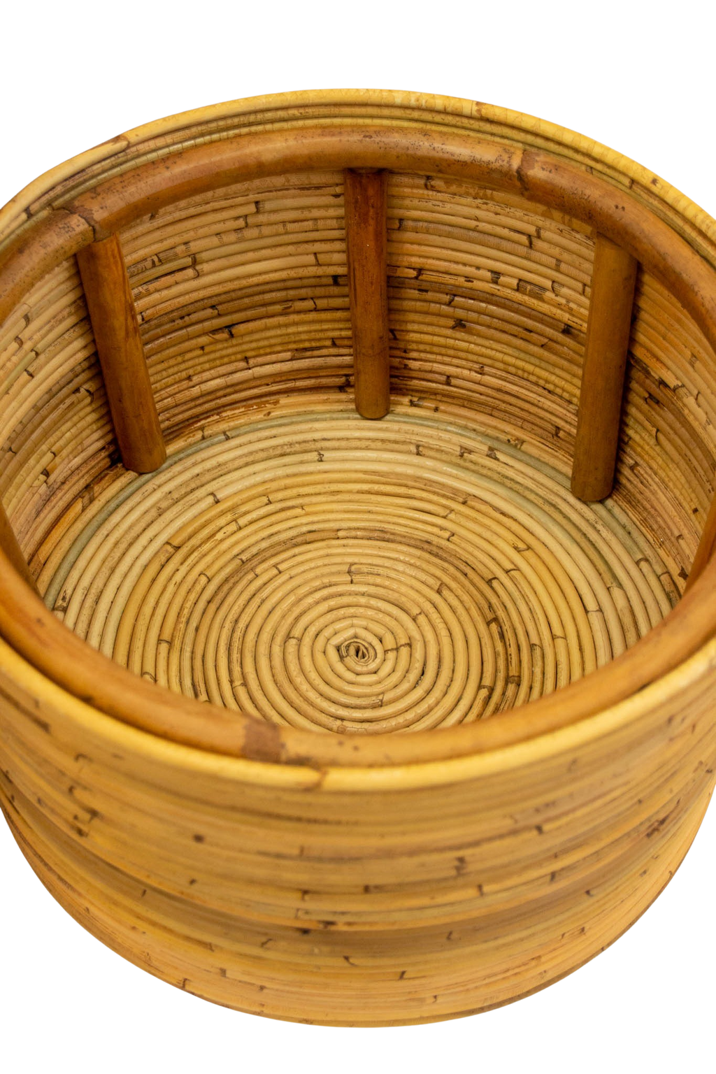 Puff de ratán y algodón Sherpa