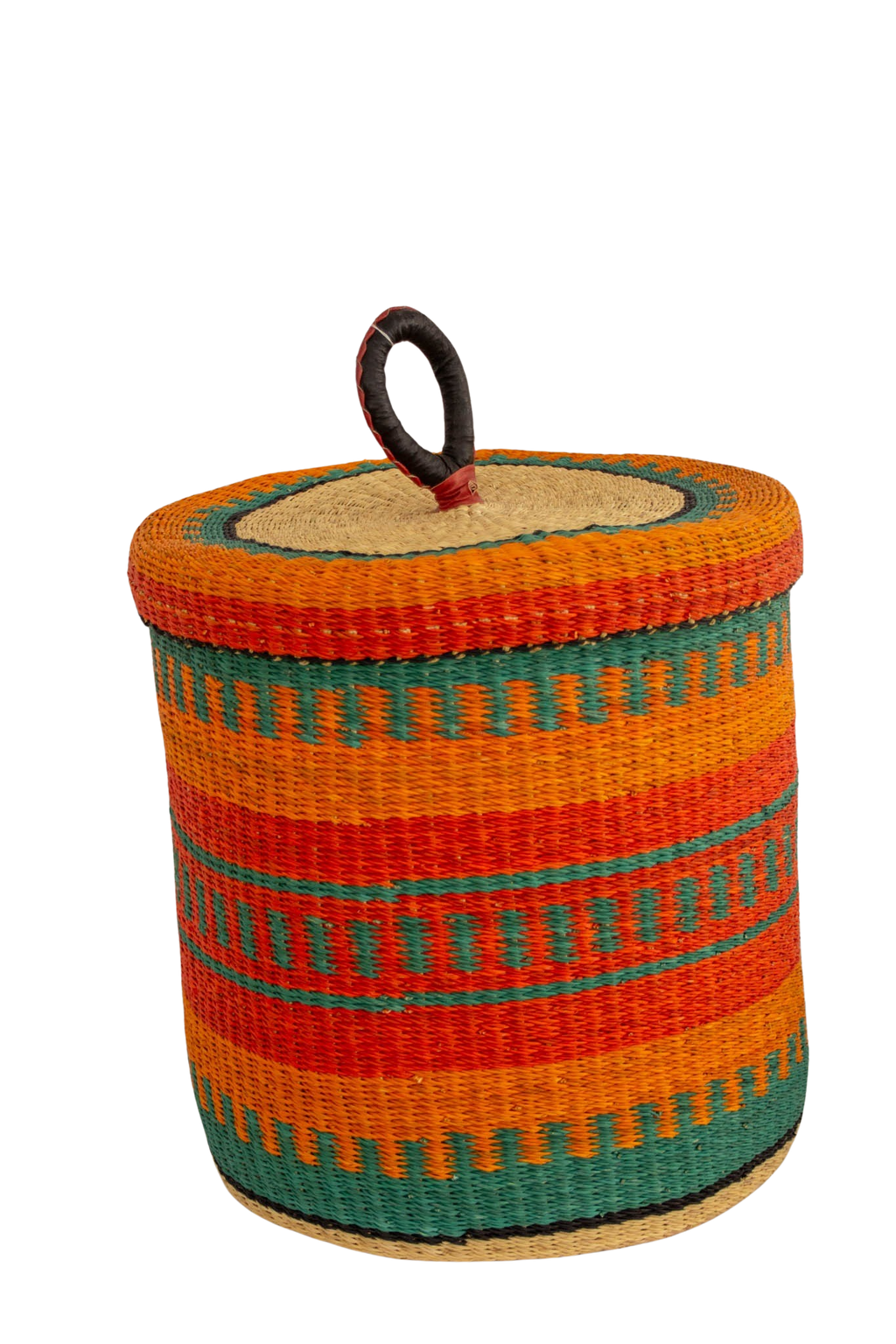Cesta africana Laundry con tapa rainbow de fibra natural - Cesta - ETHNICA DECO