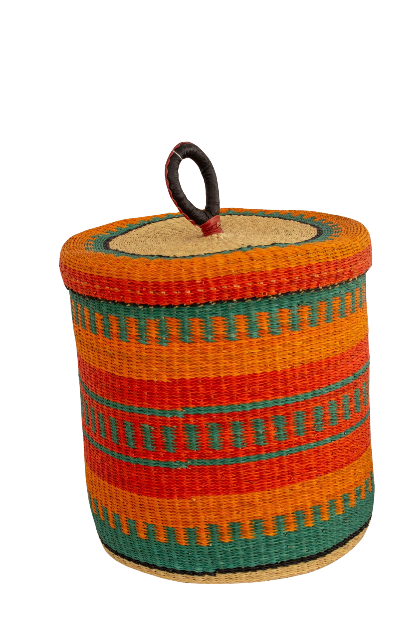 Cesta africana Laundry con tapa rainbow de fibra natural - Cesta - ETHNICA DECO