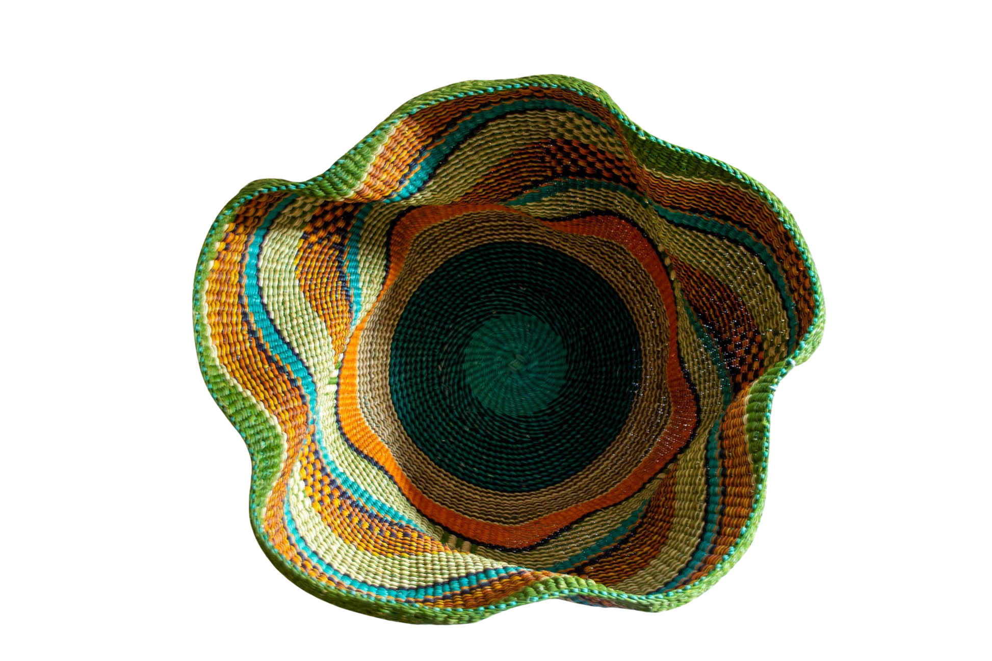 Jumbo Pakurigo Wave verde y turquesa de fibra natural - Centro de mesa - ETHNICA DECO