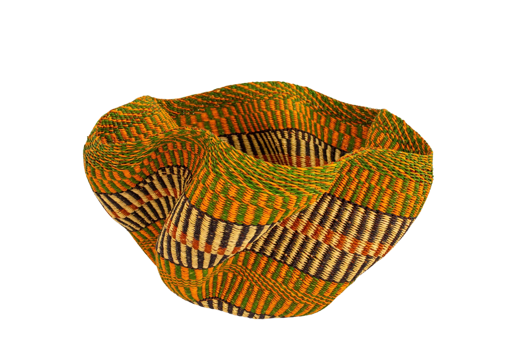 Jumbo Pakurigo Wave color verde y naranja de fibra natural - Centro de mesa - ETHNICA DECO