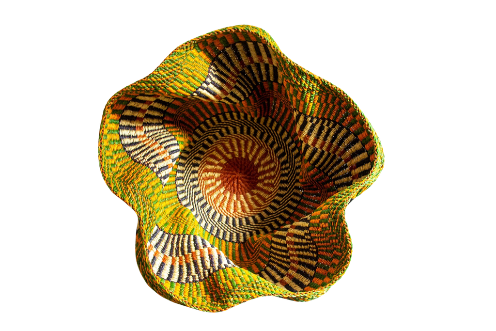 Jumbo Pakurigo Wave color verde y naranja de fibra natural - Centro de mesa - ETHNICA DECO