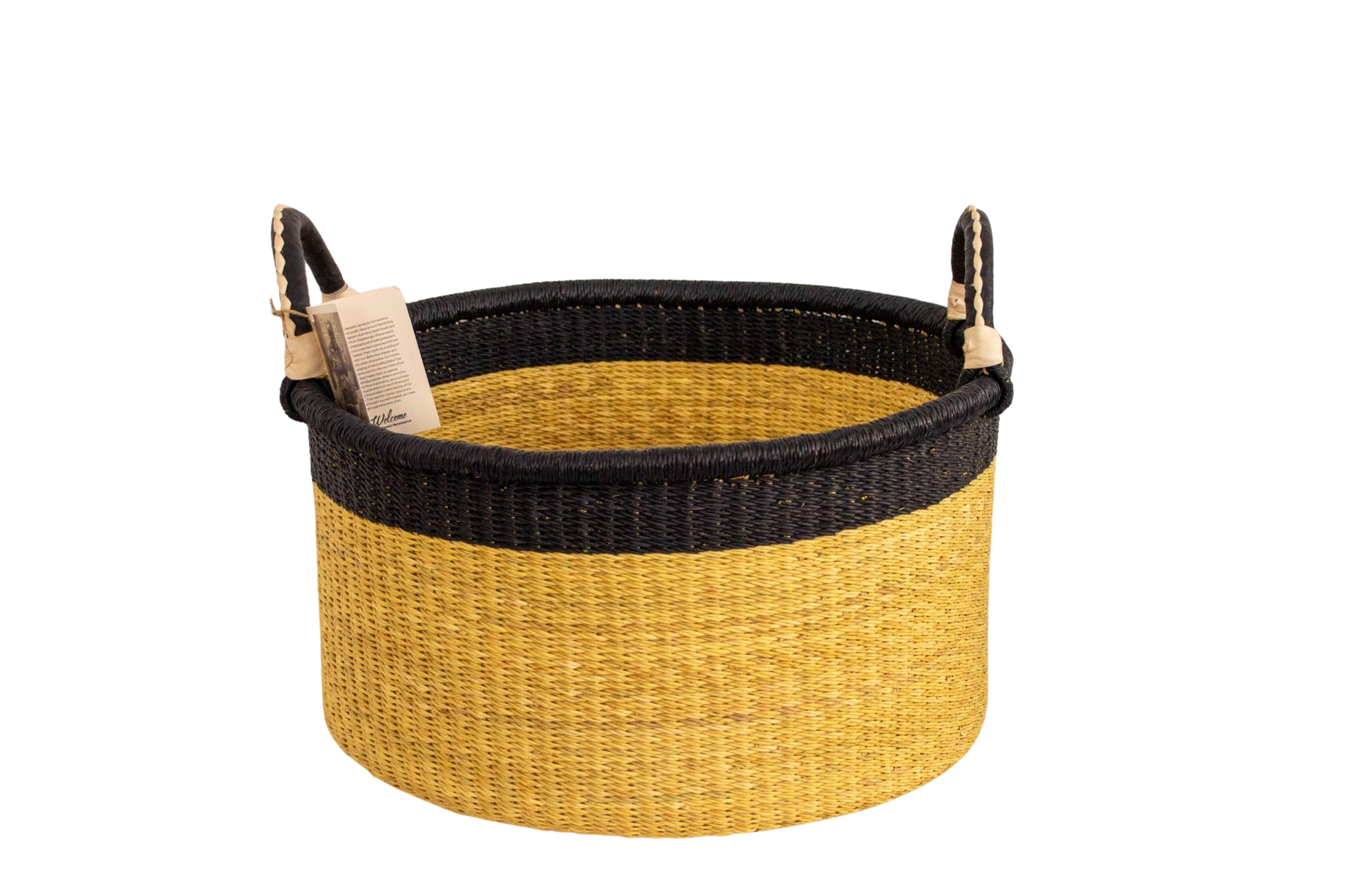 Cesta africana Half Laundry black stripe de fibra natural - Cesta - ETHNICA DECO