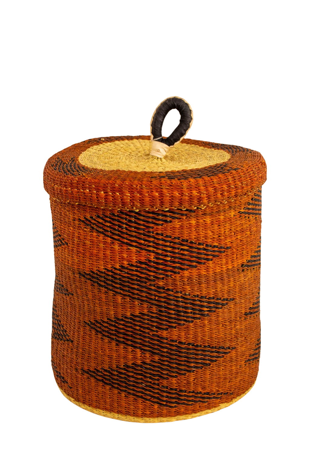 Cesta africana Laundry con tapa color teja de fibra natural - Cesta - ETHNICA DECO