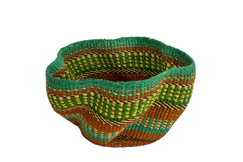 Cesta africana Tiny Pakurigo turquesa de fibra natural - Centro de mesa - ETHNICA DECO