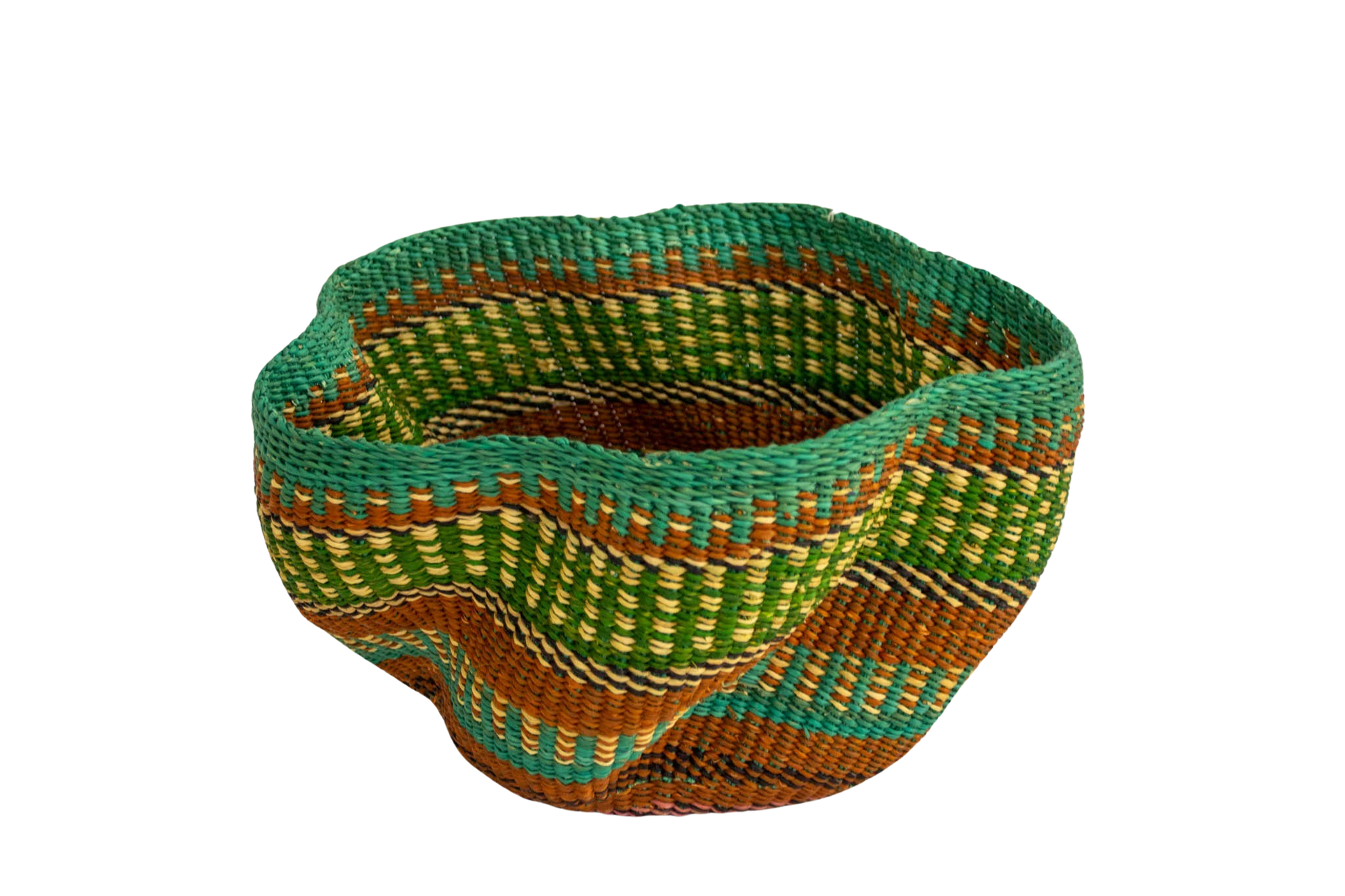 Cesta africana Tiny Pakurigo turquesa de fibra natural