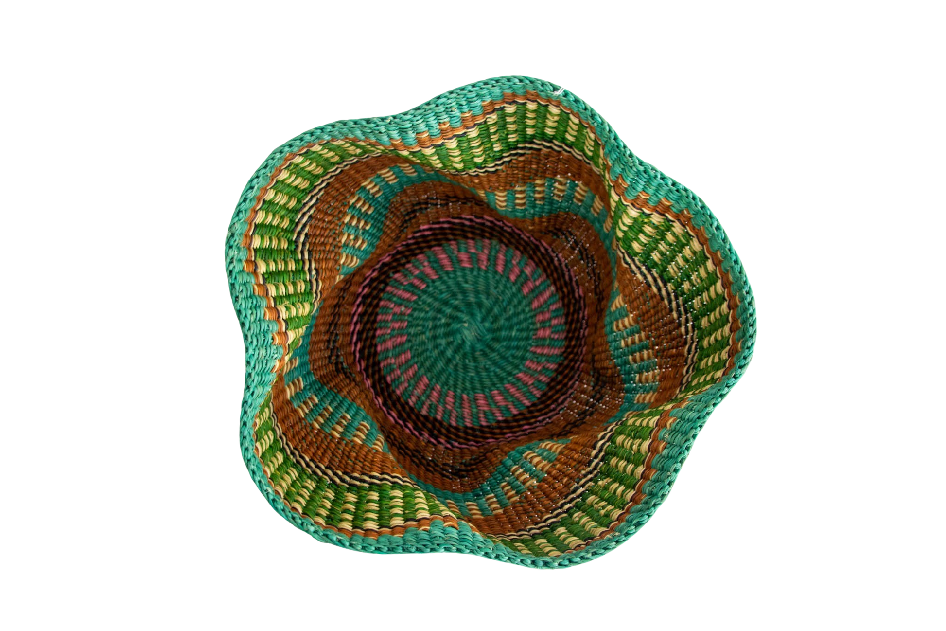 Cesta africana Tiny Pakurigo turquesa de fibra natural