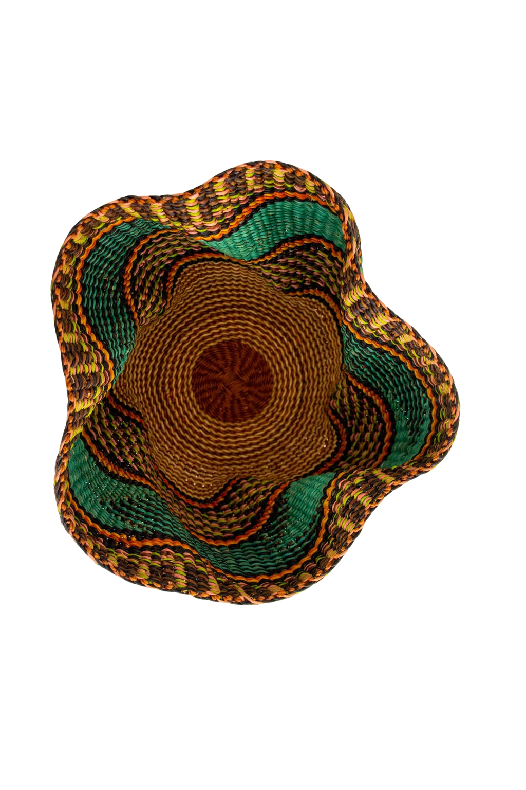 Cesta africana Tiny Pakurigo turquesa y naranja de fibra natural - Centro de mesa - ETHNICA DECO