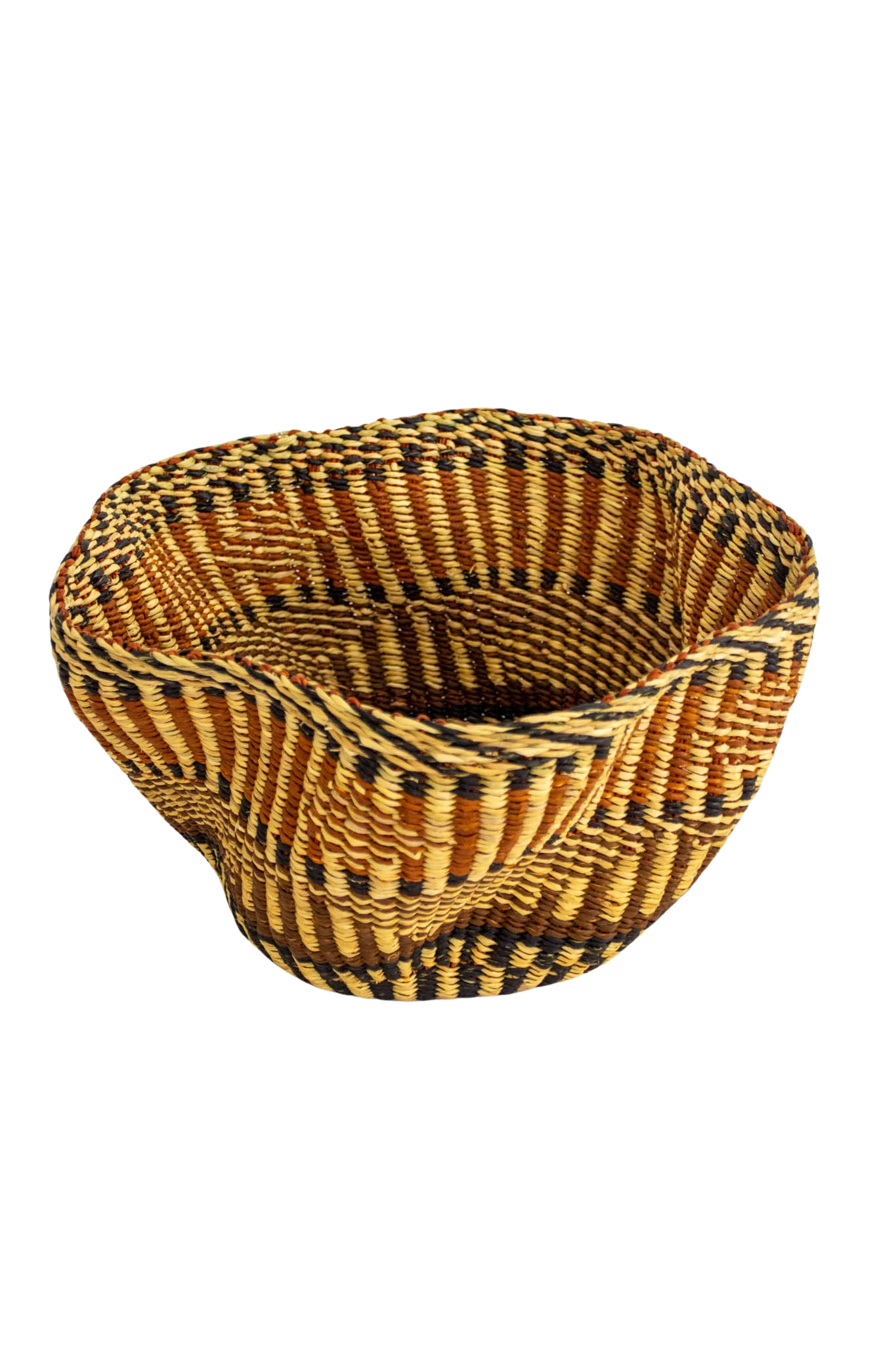 Cesta africana Tiny Pakurigo color marrón y negro de fibra natural - Centro de mesa - ETHNICA DECO