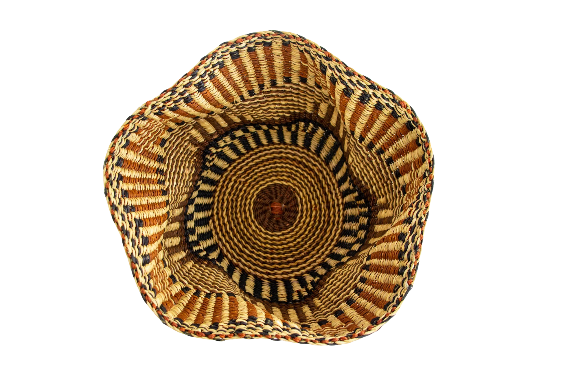 Cesta africana Tiny Pakurigo color marrón y negro de fibra natural - Centro de mesa - ETHNICA DECO