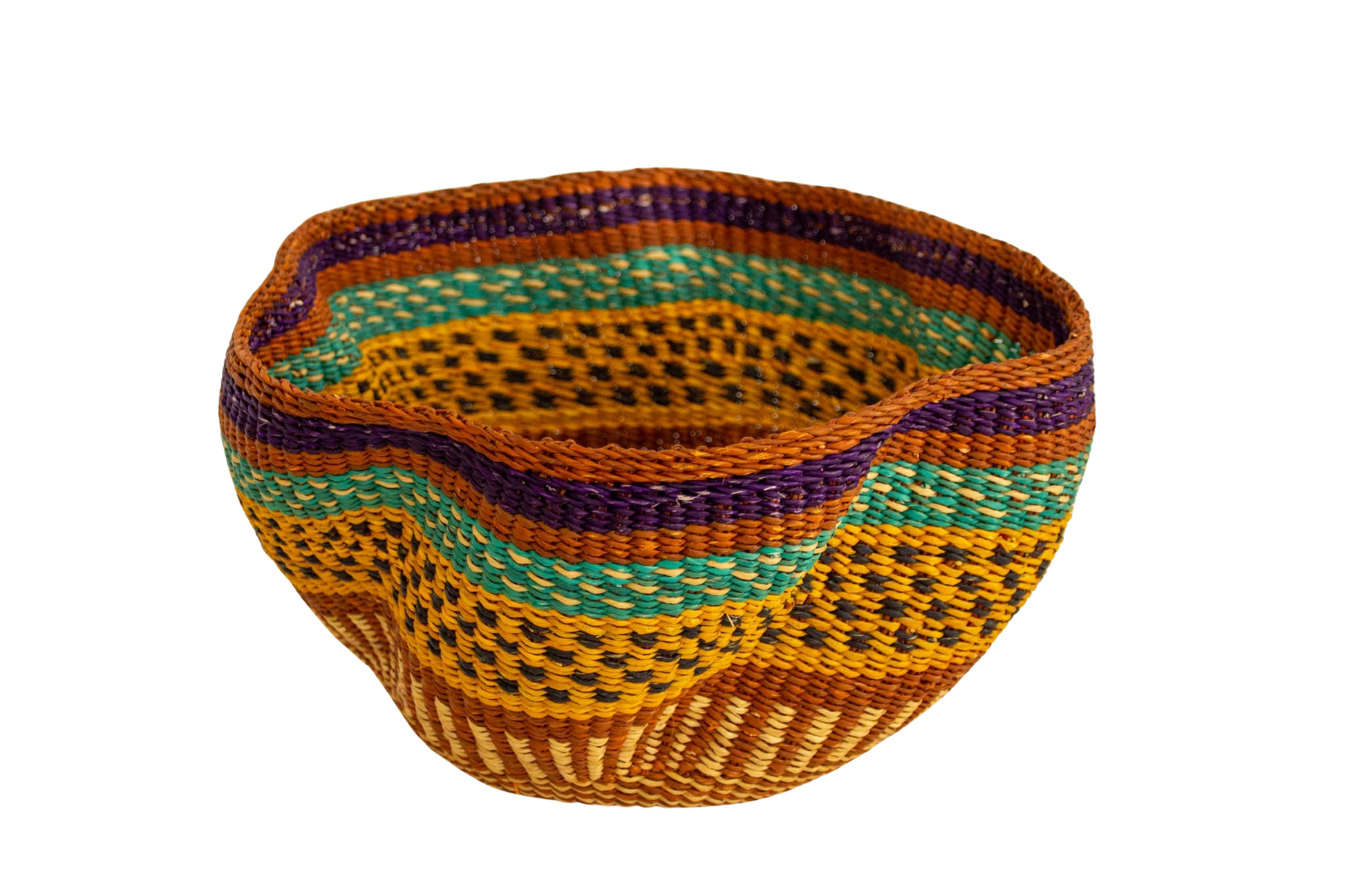 Cesta africana Tiny Pakurigo multicolor de fibra natural