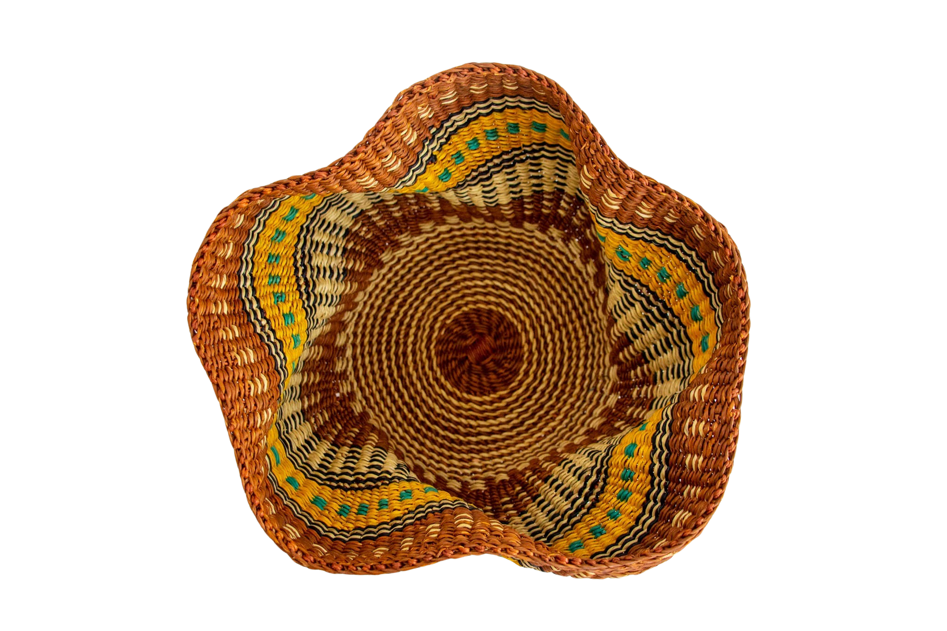 Cesta africana Tiny Pakurigo teja y mostaza de fibra natural - Centro de mesa - ETHNICA DECO
