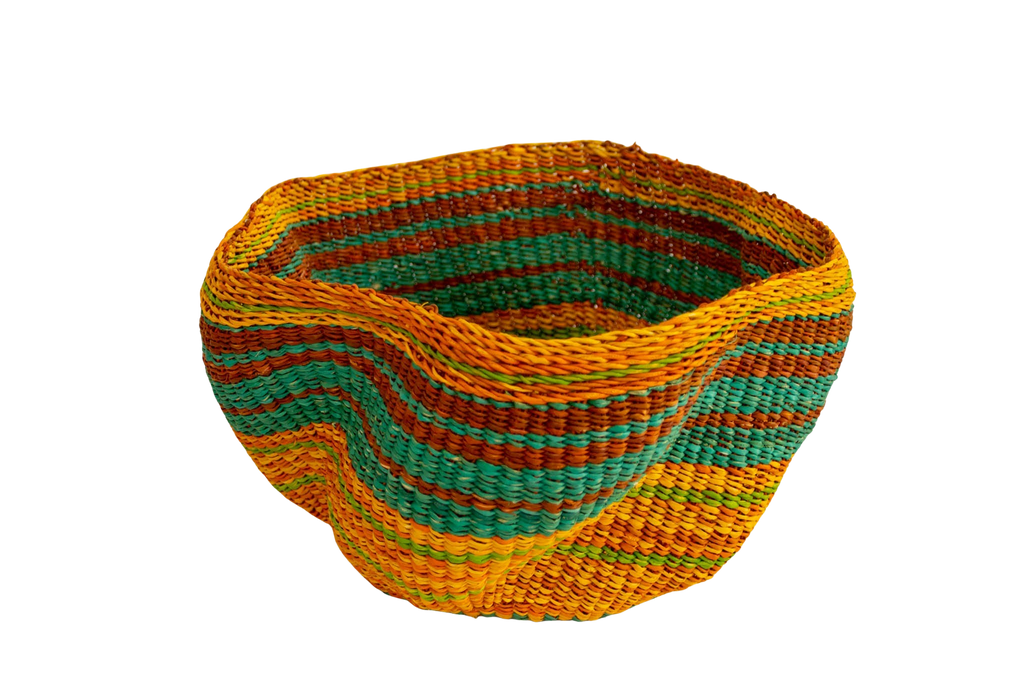 Cesta africana Tiny Pakurigo mostaza de fibra natural - Centro de mesa - ETHNICA DECO